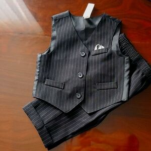 Infant, size 3-6 Month, Vest & Pant Set.  Black Pinstripe